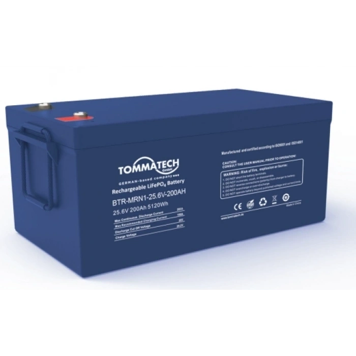 TommaTech ABS+PC Kasa 25.6V 100Ah LFP Marine Batarya