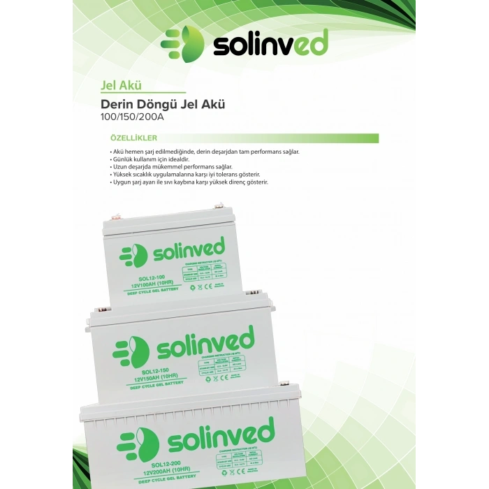 Solinved 12v 100Ah Jel Akü