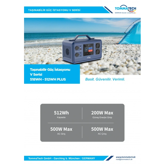 TommaTech 512Wh Taşınabilir Güç Kaynağı