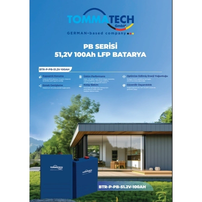 TommaTech PB Serisi 51.2V 100Ah LFP Lityum Batarya