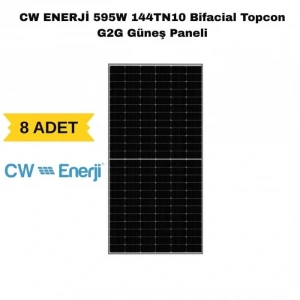 CW ENERJİ 595W 144TN10 Bifacial Topcon G2G Güneş Paneli (8 ADET)