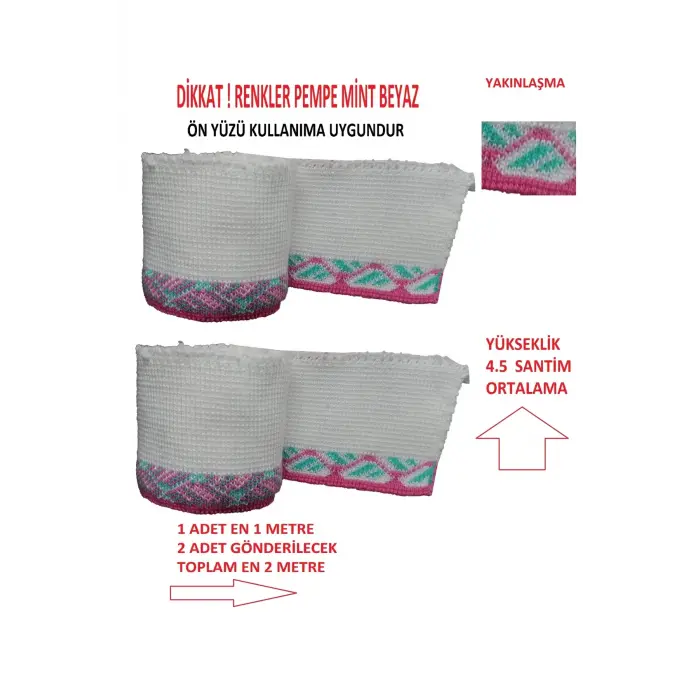 2 Adet Ribana Bant Tek Taraflı Kullanıma Uygun – Beyaz Pembe Mint T 540