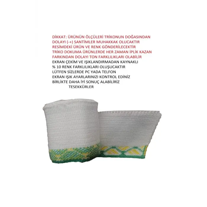 2 Adet Triko Ribana Şerit Bant Tek Taraflı Kullanıma Uygun – Beyaz Yeşil Sarı T 538