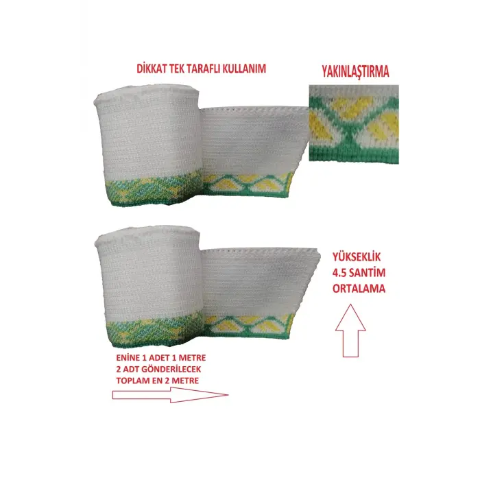 2 Adet Triko Ribana Şerit Bant Tek Taraflı Kullanıma Uygun – Beyaz Yeşil Sarı T 538