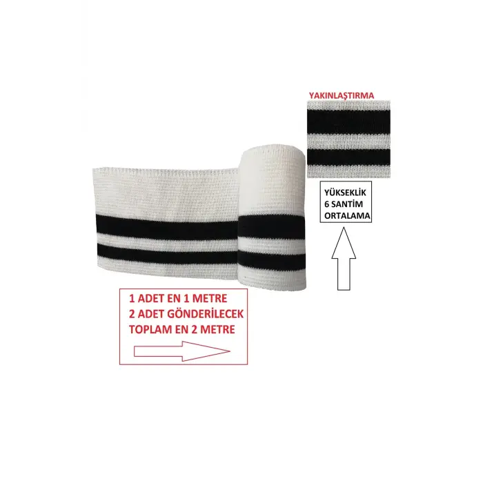 2 adet Triko dokuma ribana şerit beyaz siyah çizgili model T 524