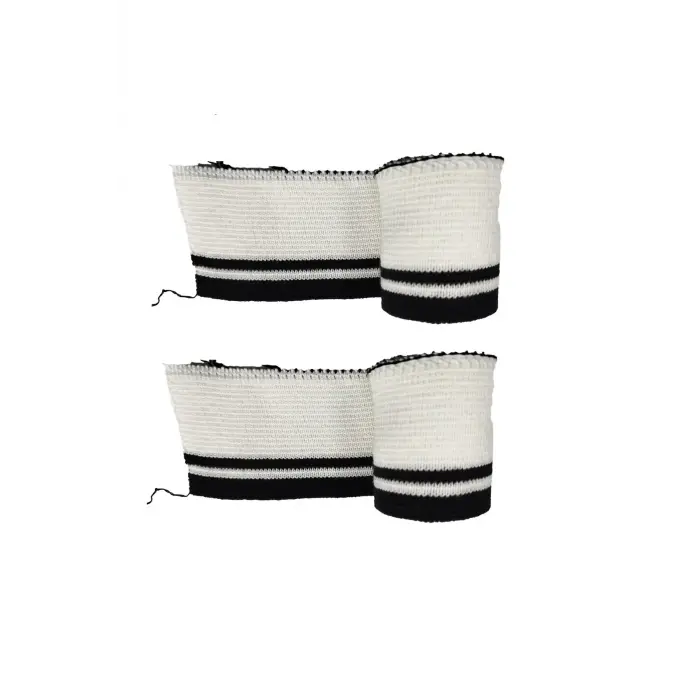 2 Adet Triko Ribana Uzun Şerit Bant Çok Amaçlı – Beyaz Siyah Çizgili ( Eni 85 Cm Boy 4 Cm ) T 543