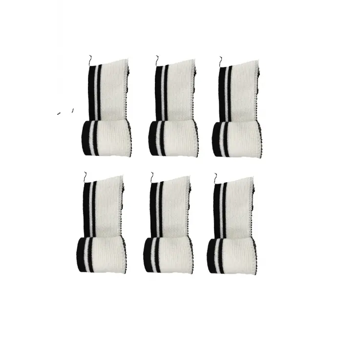 6 Adet Çizgili Ribana Bant İki Taraflı Kullanıma Uygun En 66 Cm Boy 4 Cm– Beyaz Üzerine Siyah T 542