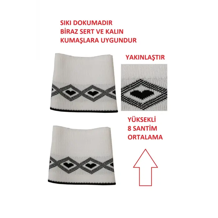 Ribana Kumaş Triko Kalpli Kol Bantı Kol Manşeti ( Triko Dur )