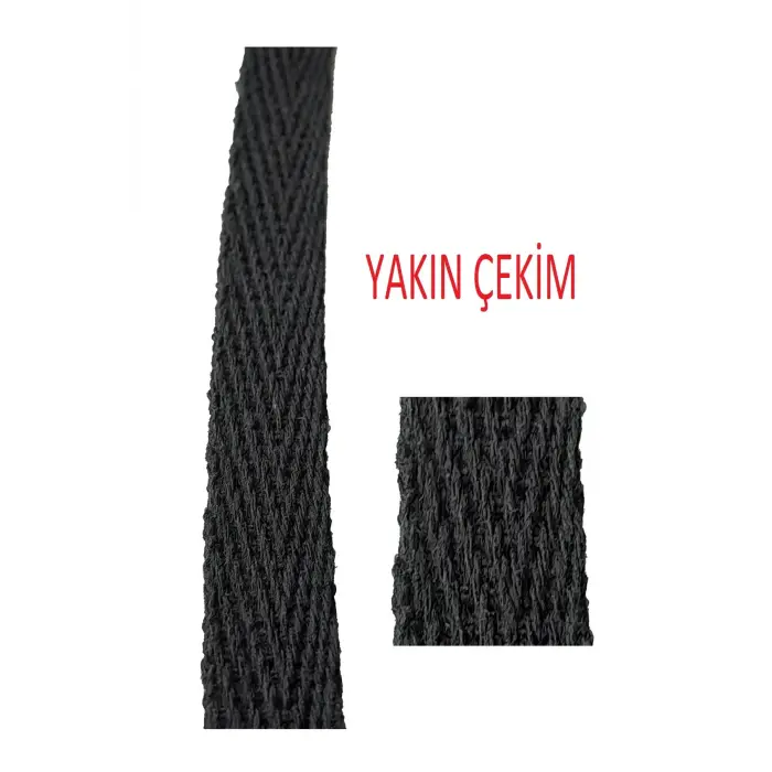 Balıksırtı Ekstrafor Siyah 1 cm x 20 m – Giyim Dikişlerinde Kenar Kapatma ve Bitiş İçin Pamuklu Dar Dokuma