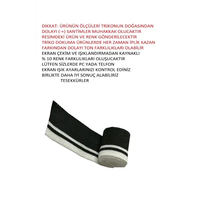 Triko Ribana Kumaş Siyah Beyaz Çizgili – Dikiş, Tasarım ve Onarım Projeleri İçin Dayanıklı Şerit Dokuma T536