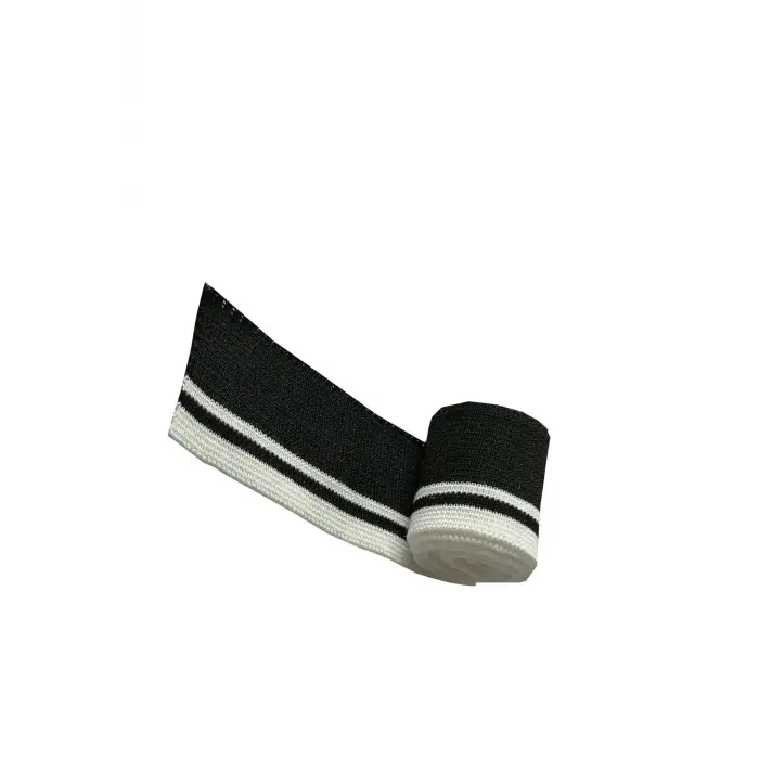 Triko Ribana Kumaş Siyah Beyaz Çizgili – Dikiş, Tasarım ve Onarım Projeleri İçin Dayanıklı Şerit Dokuma T536