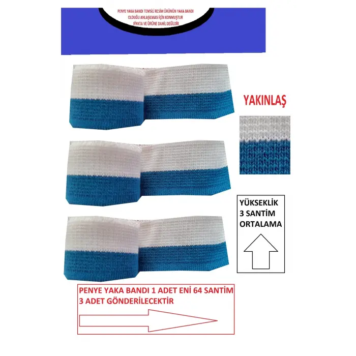 3 Adet Triko Yaka Bandı Penyeler İçin Üretilmiştir Ürünün Özellikleri Resimlerde ve Açıklamaladadır