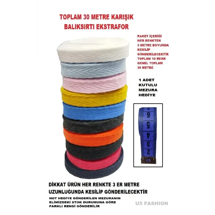 10 Renk 1 Cm Eninde Dar Dokuma Şerit Bant Balıksırtı Ekstrafor Mezura Hediye