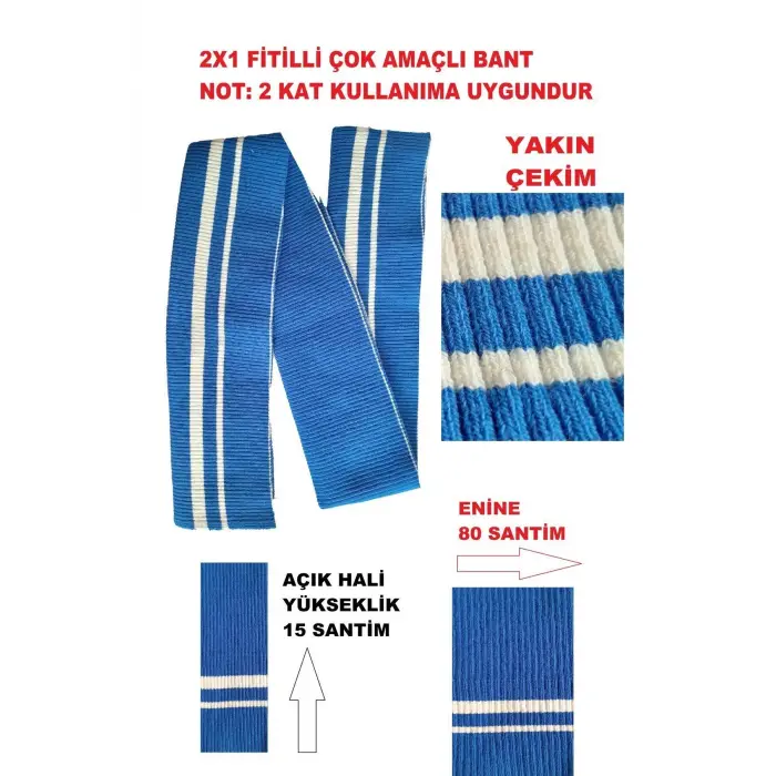 2x1 Fitilli Çok Amaçlı Kolej Ribana Kol Etek Bantı (TRİKO DOKUMA) 1 Adet