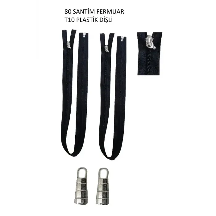 2 adet 80 santim fermuar t 10 plastik dişli