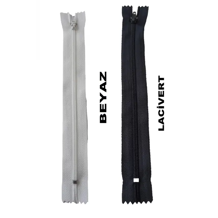 18 santim fermuar 10 adet beyaz 10 adet lacivert pantolon fermuarı