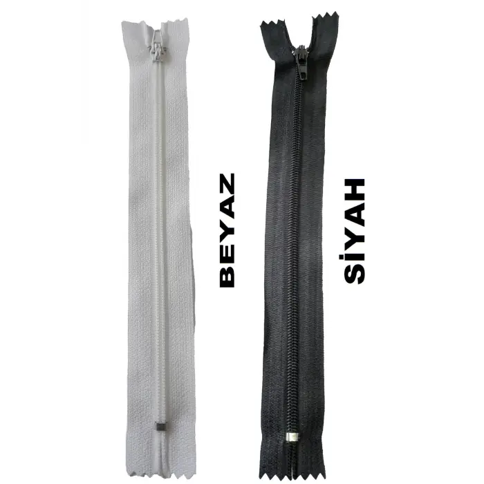 18 santim fermuar 10 adet beyaz 10 adet siyah pantolon fermuarı