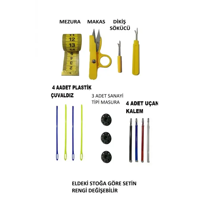 Terzi Yardımcı Makas Mezura İlik Açıcı Hobi Tasarım Malzemesi Seti