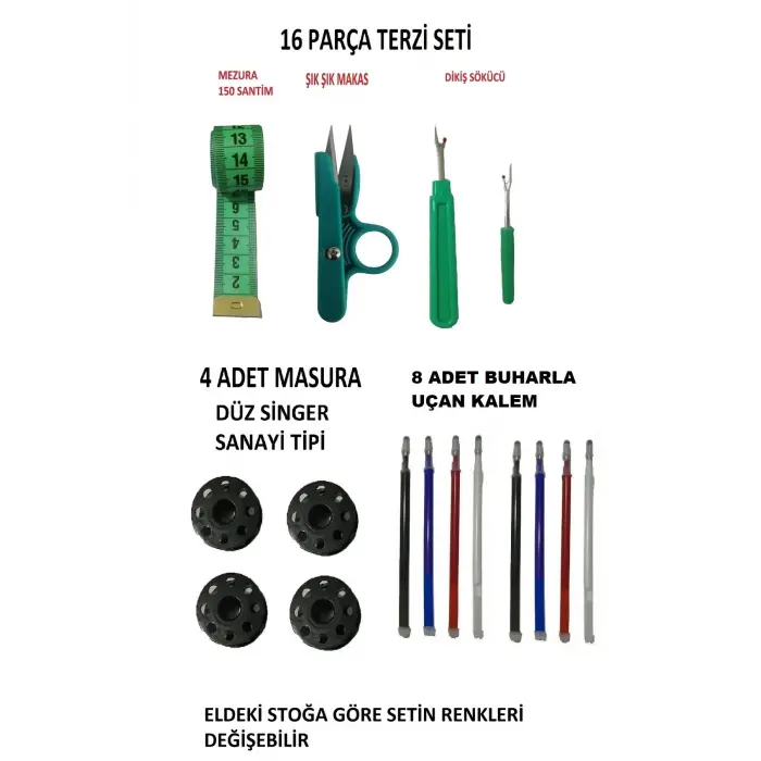 Terzi Yardımcı Makas Mezura İlik Açıcı Hobi Tasarım Malzemesi Seti