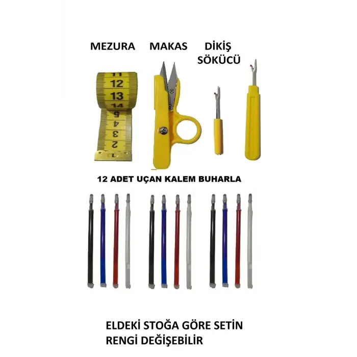 Terzi Yardımcı Makas Mezura İlik Açıcı Hobi Tasarım Malzemesi Seti