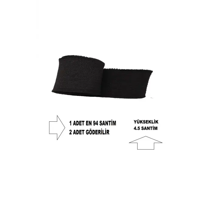 2 adet triko dokuma ribana uzun şerit bant siyah renk
