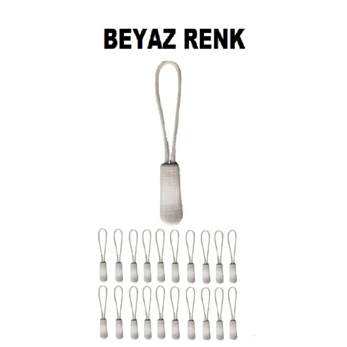 20 Adet Fermuar Elcik Fermuar Çekme İpi Fermuar Ucu beyaz