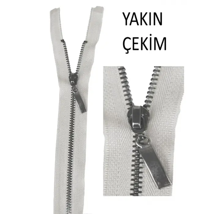 Fermuar metal dişli beyaz 55 cm 1 Adet Tekstil Malzemesi F-702