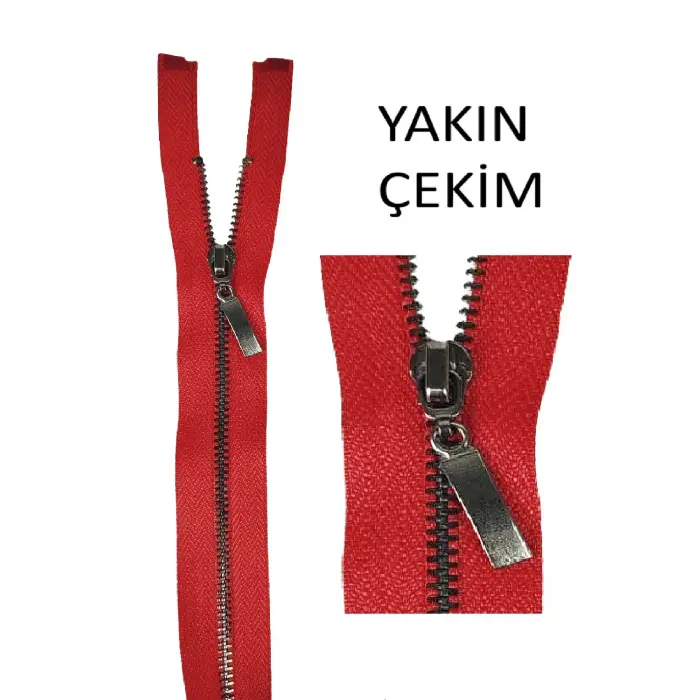 Fermuar metal dişli kırmızı 55.5 cm 1 Adet Tekstil Tasarım ve Tamirat Malzemesi F-703