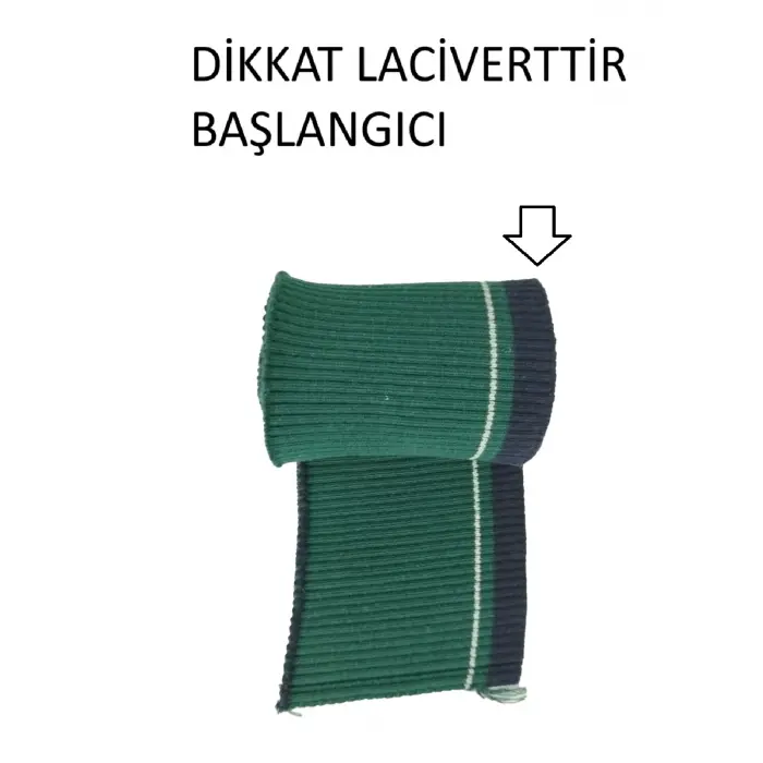 Kol Ribanası Triko Fitilli 2x1 Bant Yeşil Zemin Lacivert-Beyaz Çizgili (En 90 Boy 8 cm 1 Adet) T 546