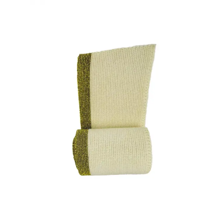 Triko Dokuma Ribana Bant Altın Simli Bej Ham Pamuk Kenar Paça Kol Ucu Onarım ve Tasarım 98x7 cm 1 Adet T506