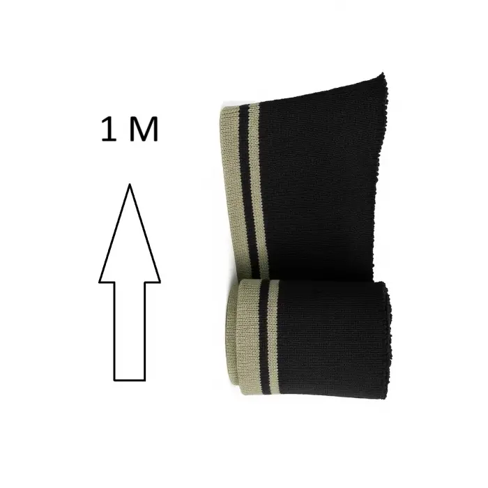 Ribana Bant Siyah Bej Çizgili Kumaş 1 Metre En 6 cm Yükseklik (2 Adet)