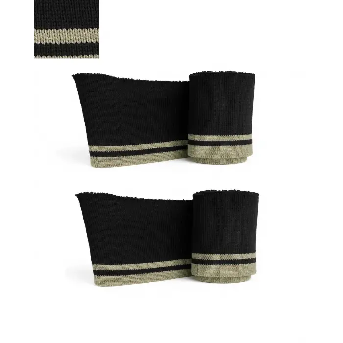 Ribana Bant Siyah Bej Çizgili Kumaş 1 Metre En 6 cm Yükseklik (2 Adet)