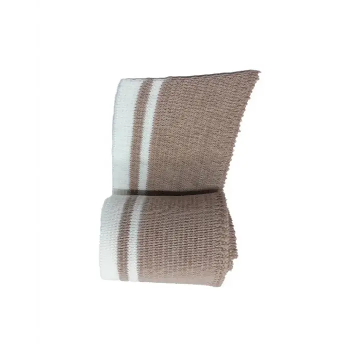 Triko Ribana Bej Beyaz Çizgili Kumaş Bant 1 Metre En 6 cm Yükseklik (2 Adet)