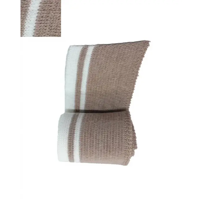 Triko Ribana Bej Beyaz Çizgili Kumaş Bant 1 Metre En 6 cm Yükseklik (2 Adet)