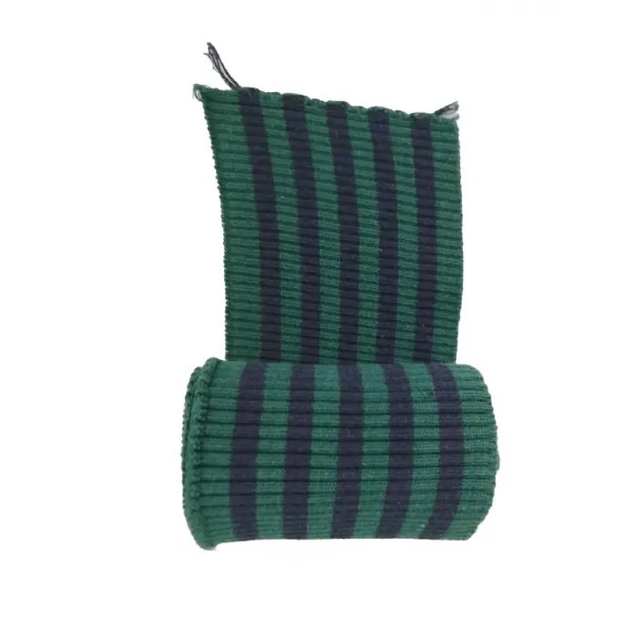 Ribana Manşet Fitilli Kol Etek Bandı Çok Amaçlı Triko Bant Yeşil Lacivert Çizgili En 90 cm boy 8 cm 1 Adet T547