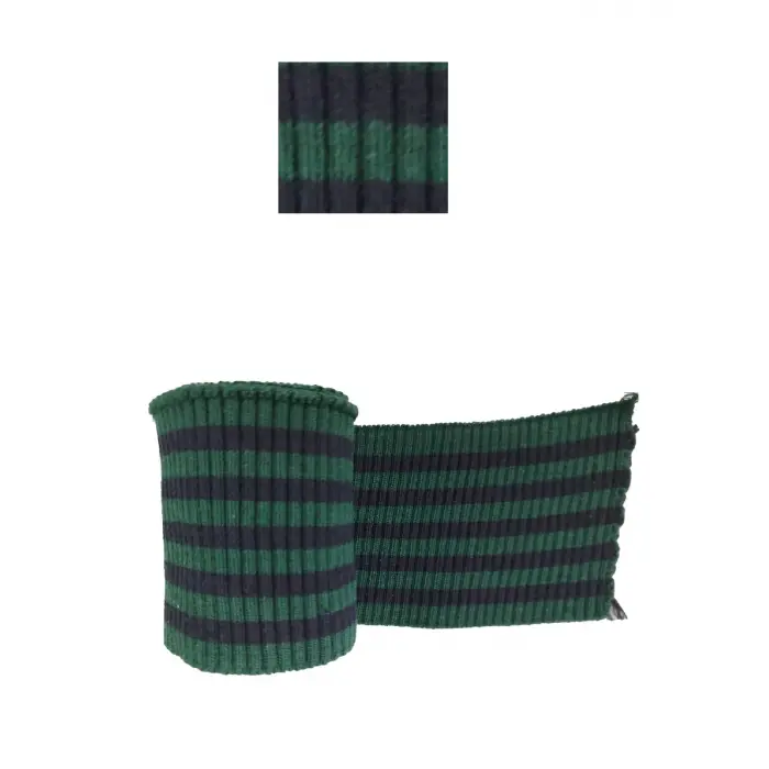 Ribana Manşet Fitilli Kol Etek Bandı Çok Amaçlı Triko Bant Yeşil Lacivert Çizgili En 90 cm boy 8 cm 1 Adet T547