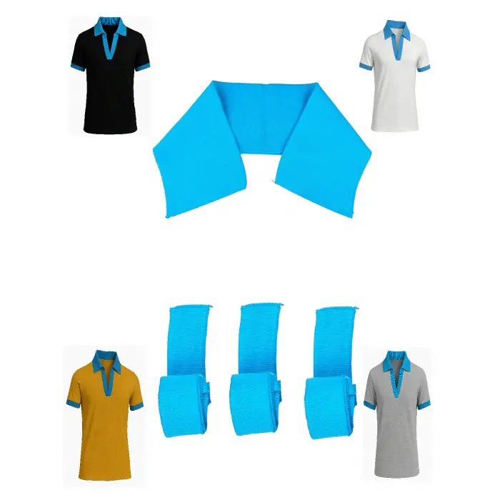 Ribana Yaka Polo Yaka Manşet Takımı Turkuaz Mavi (1 Yaka + 3 Bant)