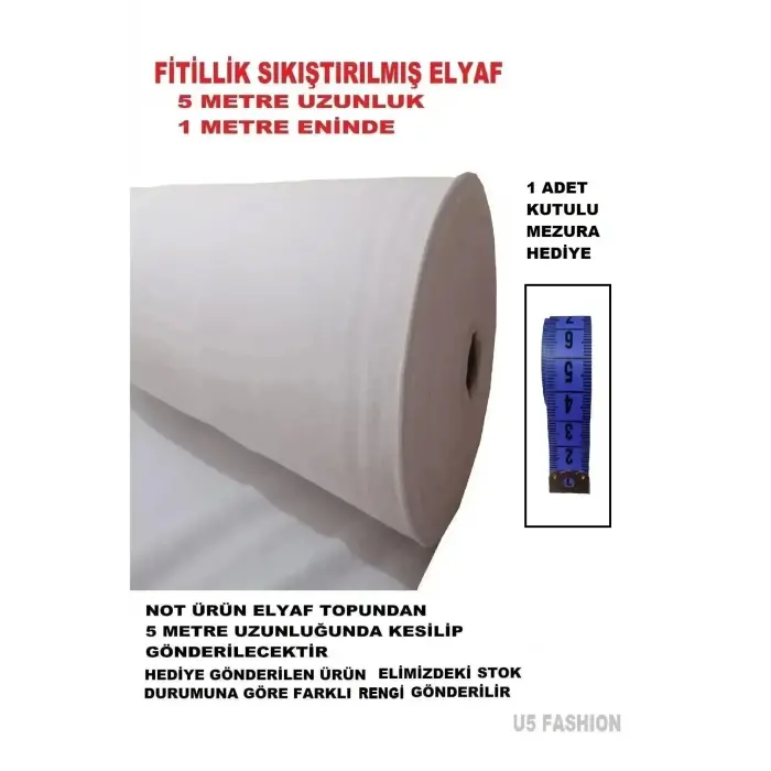 Sıkıştırılmış Elyaf Fitillik Elyaf – Çanta Elyafı, Seccade Elyafı, Kırkyama ve Patchwork Dolgusu | 5m x 1m | 100 Gr Kalınlık