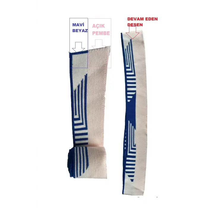 Triko Dokuma Ribana Şerit 95 En 5 cm Geniş Mavi Beyaz Açık Pembe – 1 Adet t501