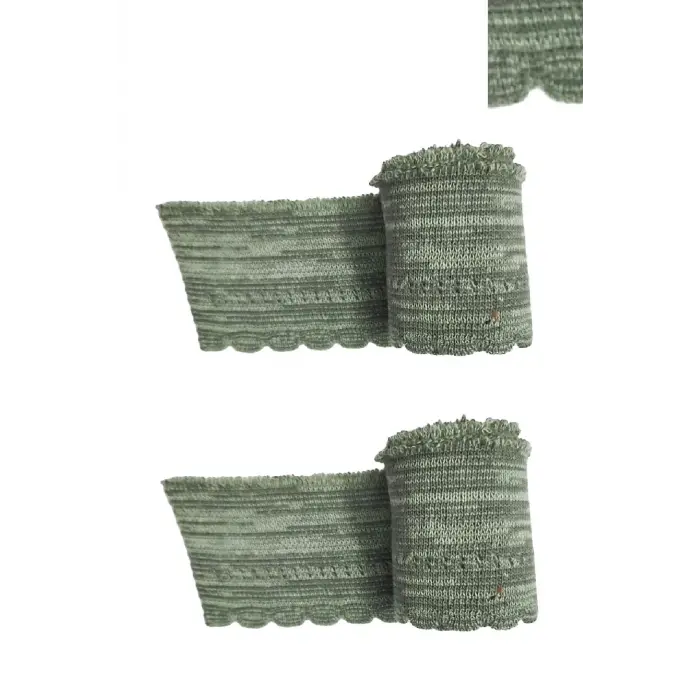 Triko Dokuma Ribana Şerit Bekletmeli Ajurlu Model Alacalı 93x4.5 cm 2 Adet T-511