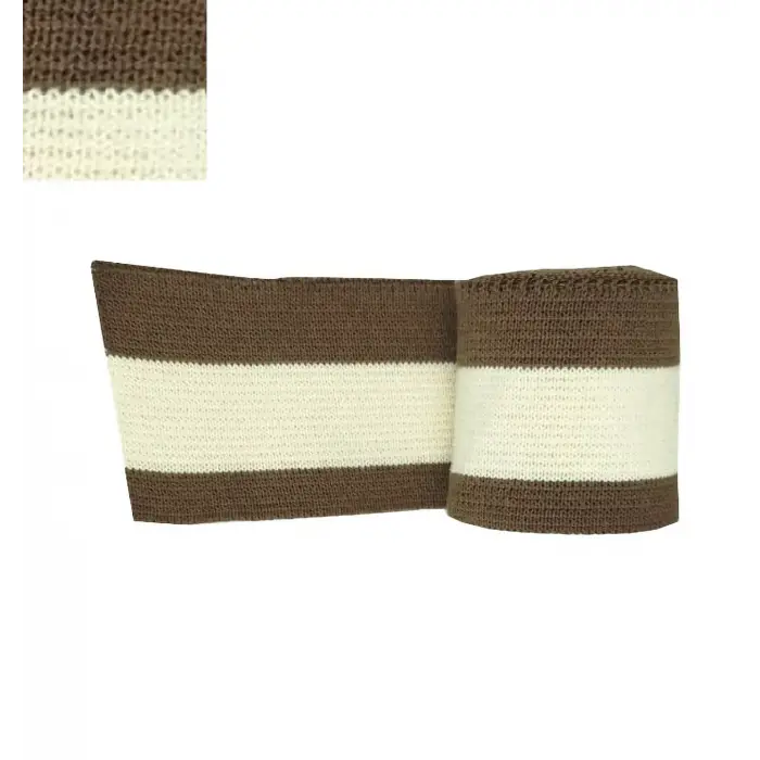 Ribana Şerit Triko Dokuma Triko Bant Kahverengi Ortası Ham Bej En 94 cm Boy 4.5 cm Çok Amaçlı Kumaş 1 Adet T503