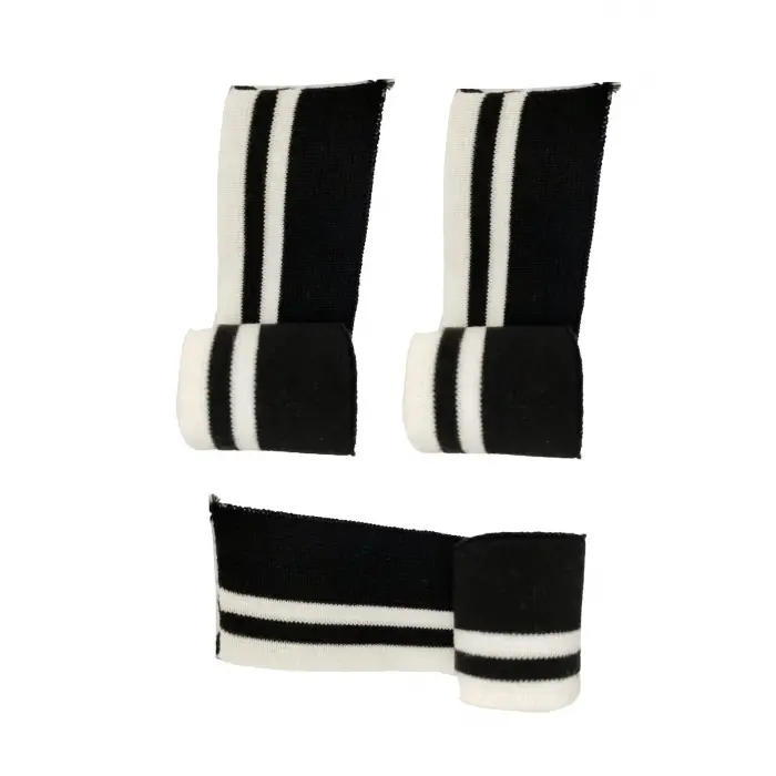 Triko Ribana Bant En 85 cm Boy 4.5 cm 3 Adet Siyah Beyaz Çizgili T558