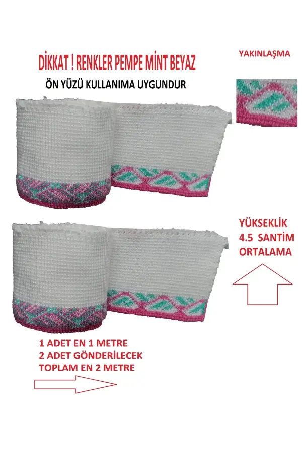 2 Adet Ribana Bant Tek Taraflı Kullanıma Uygun – Beyaz Pembe Mint T 540