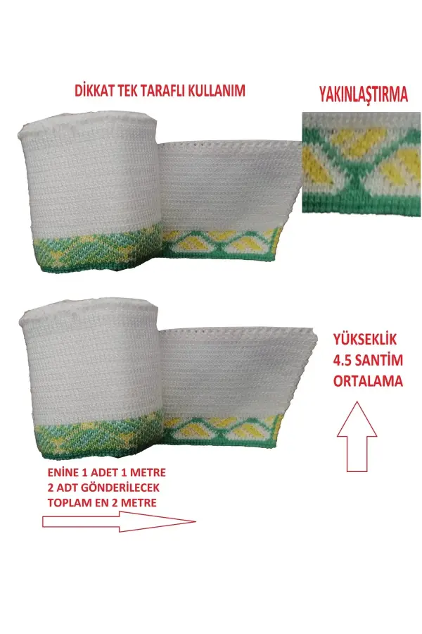 2 Adet Triko Ribana Şerit Bant Tek Taraflı Kullanıma Uygun – Beyaz Yeşil Sarı T 538
