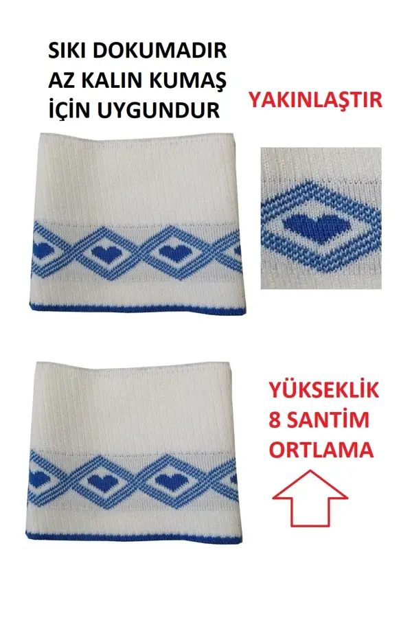 Ribana Kumaş Triko Kalpli Kol Bantı Kol Manşeti ( Triko Dur )