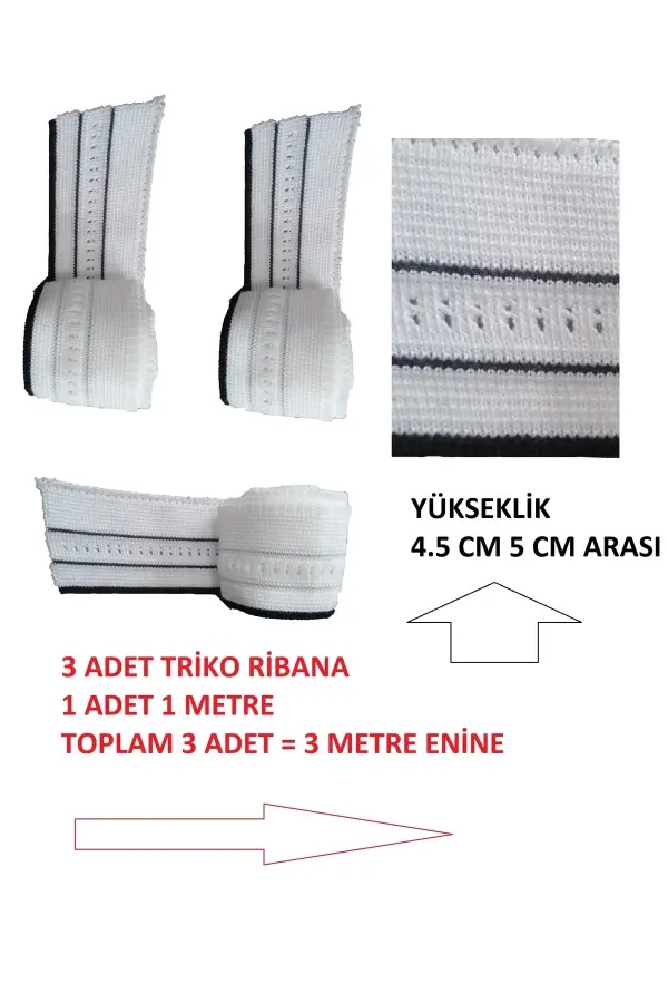 3 adet triko ribana uzun bant ölçüleri resimdedir detaylar açıklamadadır AJUR DESENLİ