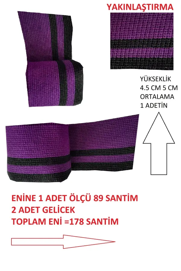 Triko Dokuma Ribana Uzun Bant 2 Adet Çizgili Çok Amaçlı – En 89 cm Boy 4.5 cm T 520