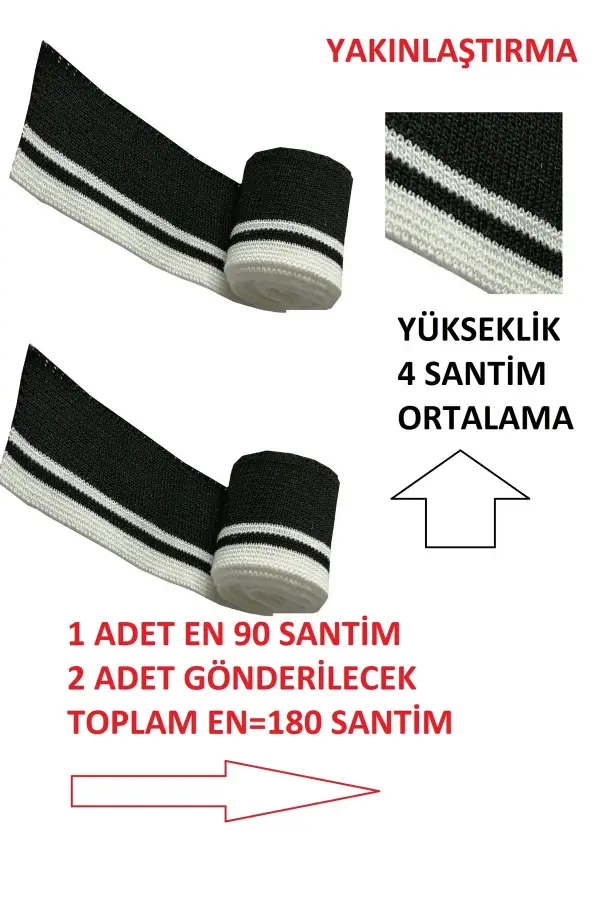 Triko Ribana Kumaş Siyah Beyaz Çizgili – Dikiş, Tasarım ve Onarım Projeleri İçin Dayanıklı Şerit Dokuma T536