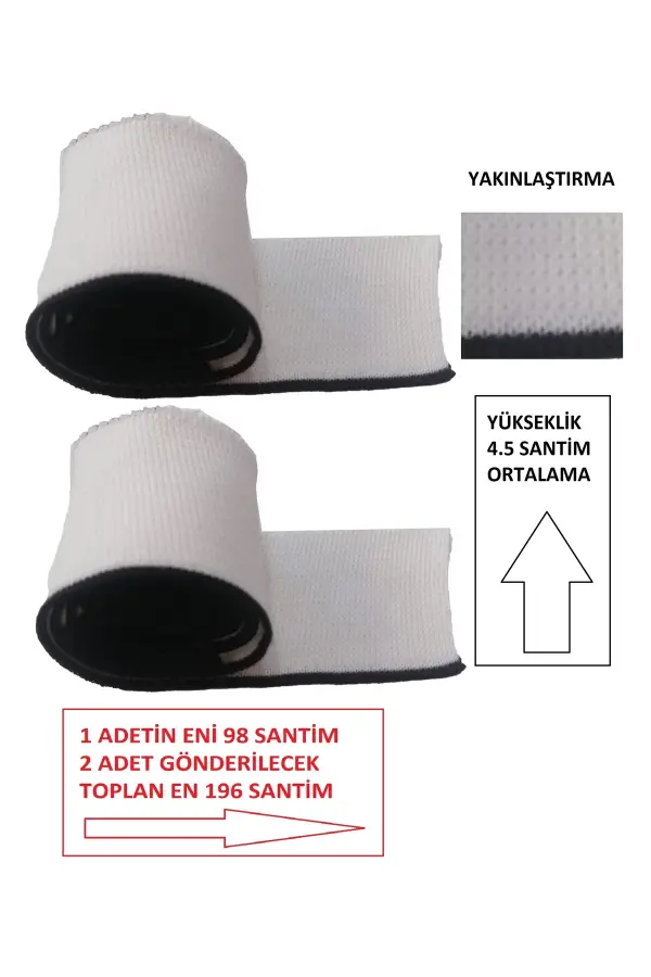 Triko Dokuma Ribana Uzun Bant 2 Adet Beyaz Siyah Çizgili Çok Amaçlı  En 98 Cm Boy 4.5 Cm T 521