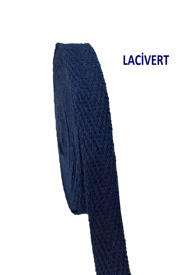 Pamuklu Ekstrafor Lacivert Dar Dokuma Şerit – 1 cm x 20 metre